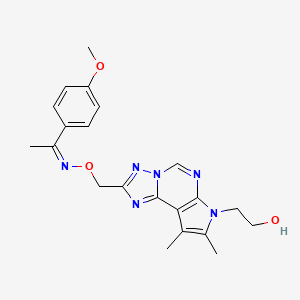 molecular formula C21H24N6O3 B10872513 2-{2-[({[(1Z)-1-(4-methoxyphenyl)ethylidene]amino}oxy)methyl]-8,9-dimethyl-7H-pyrrolo[3,2-e][1,2,4]triazolo[1,5-c]pyrimidin-7-yl}ethanol 