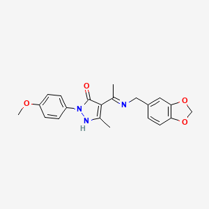 molecular formula C21H21N3O4 B10872517 (4Z)-4-{1-[(1,3-benzodioxol-5-ylmethyl)amino]ethylidene}-2-(4-methoxyphenyl)-5-methyl-2,4-dihydro-3H-pyrazol-3-one 