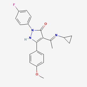 (4Z)-4-[1-(cyclopropylamino)ethylidene]-2-(4-fluorophenyl)-5-(4-methoxyphenyl)-2,4-dihydro-3H-pyrazol-3-one