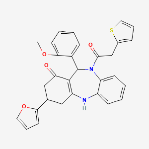 3-(2-Furyl)-11-(2-methoxyphenyl)-10-[2-(2-thienyl)acetyl]-2,3,4,5,10,11-hexahydro-1H-dibenzo[B,E][1,4]diazepin-1-one