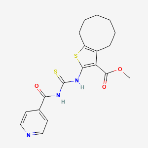 molecular formula C19H21N3O3S2 B10872588 Methyl 2-{[(pyridin-4-ylcarbonyl)carbamothioyl]amino}-4,5,6,7,8,9-hexahydrocycloocta[b]thiophene-3-carboxylate 