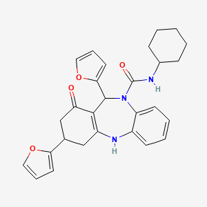 N-Cyclohexyl-3,11-DI(2-furyl)-1-oxo-1,2,3,4,5,11-hexahydro-10H-dibenzo[B,E][1,4]diazepine-10-carboxamide