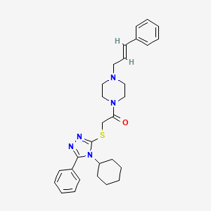 2-[(4-cyclohexyl-5-phenyl-4H-1,2,4-triazol-3-yl)sulfanyl]-1-{4-[(2E)-3-phenylprop-2-en-1-yl]piperazin-1-yl}ethanone