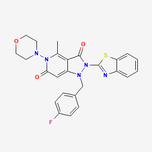 molecular formula C25H22FN5O3S B10872613 2-(1,3-benzothiazol-2-yl)-1-(4-fluorobenzyl)-4-methyl-5-(morpholin-4-yl)-1H-pyrazolo[4,3-c]pyridine-3,6(2H,5H)-dione 