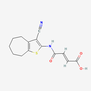 molecular formula C14H14N2O3S B10872618 (2E)-4-[(3-cyano-5,6,7,8-tetrahydro-4H-cyclohepta[b]thiophen-2-yl)amino]-4-oxobut-2-enoic acid 