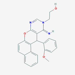 molecular formula C24H21N3O3 B10872633 2-[11-imino-12-(2-methoxyphenyl)-11H-benzo[5,6]chromeno[2,3-d]pyrimidin-10(12H)-yl]ethanol 