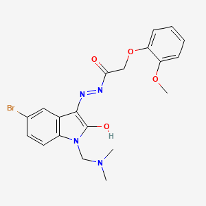 molecular formula C20H21BrN4O4 B10872643 N'-{(3Z)-5-bromo-1-[(dimethylamino)methyl]-2-oxo-1,2-dihydro-3H-indol-3-ylidene}-2-(2-methoxyphenoxy)acetohydrazide 