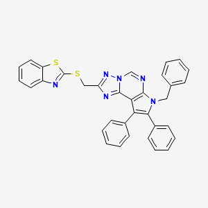 molecular formula C34H24N6S2 B10872649 1,3-Benzothiazol-2-YL [(7-benzyl-8,9-diphenyl-7H-pyrrolo[3,2-E][1,2,4]triazolo[1,5-C]pyrimidin-2-YL)methyl] sulfide 