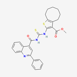 molecular formula C29H27N3O3S2 B10872654 Methyl 2-({[(2-phenylquinolin-4-yl)carbonyl]carbamothioyl}amino)-4,5,6,7,8,9-hexahydrocycloocta[b]thiophene-3-carboxylate 