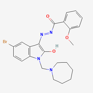 N'-[(3Z)-1-(azepan-1-ylmethyl)-5-bromo-2-oxo-1,2-dihydro-3H-indol-3-ylidene]-2-methoxybenzohydrazide