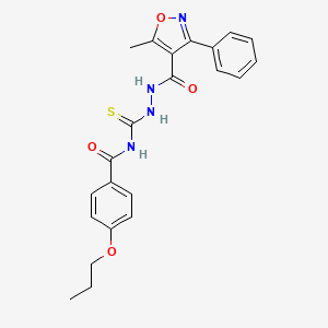 molecular formula C22H22N4O4S B10872702 N-[N'-(5-Methyl-3-phenyl-isoxazole-4-carbonyl)-hydrazinocarbothioyl]-4-propoxy-benzamide 