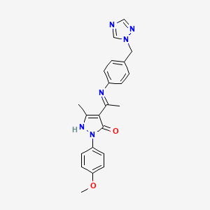 (4Z)-2-(4-methoxyphenyl)-5-methyl-4-(1-{[4-(1H-1,2,4-triazol-1-ylmethyl)phenyl]amino}ethylidene)-2,4-dihydro-3H-pyrazol-3-one