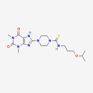 4-(1,3-dimethyl-2,6-dioxo-2,3,6,7-tetrahydro-1H-purin-8-yl)-N-[3-(propan-2-yloxy)propyl]piperazine-1-carbothioamide