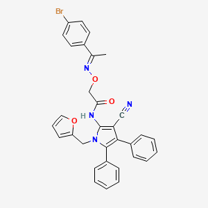 molecular formula C32H25BrN4O3 B10872774 2-({[(1E)-1-(4-bromophenyl)ethylidene]amino}oxy)-N-[3-cyano-1-(furan-2-ylmethyl)-4,5-diphenyl-1H-pyrrol-2-yl]acetamide 