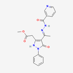 methyl [(4Z)-5-oxo-1-phenyl-4-{1-[2-(pyridin-3-ylcarbonyl)hydrazinyl]ethylidene}-4,5-dihydro-1H-pyrazol-3-yl]acetate