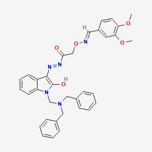 molecular formula C34H33N5O5 B10872791 N'-{(3Z)-1-[(dibenzylamino)methyl]-2-oxo-1,2-dihydro-3H-indol-3-ylidene}-2-({[(E)-(3,4-dimethoxyphenyl)methylidene]amino}oxy)acetohydrazide 