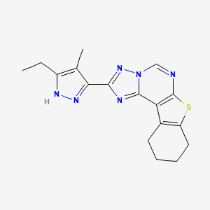 molecular formula C17H18N6S B10872813 2-(5-ethyl-4-methyl-1H-pyrazol-3-yl)-8,9,10,11-tetrahydro[1]benzothieno[3,2-e][1,2,4]triazolo[1,5-c]pyrimidine 