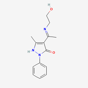 molecular formula C14H17N3O2 B10872860 (4Z)-4-{1-[(2-hydroxyethyl)amino]ethylidene}-5-methyl-2-phenyl-2,4-dihydro-3H-pyrazol-3-one 