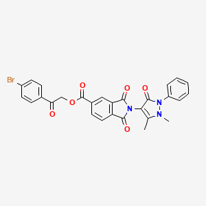 molecular formula C28H20BrN3O6 B10872874 2-(4-bromophenyl)-2-oxoethyl 2-(1,5-dimethyl-3-oxo-2-phenyl-2,3-dihydro-1H-pyrazol-4-yl)-1,3-dioxo-2,3-dihydro-1H-isoindole-5-carboxylate 