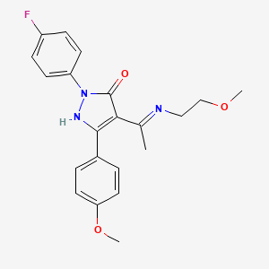 molecular formula C21H22FN3O3 B10872893 (4Z)-2-(4-fluorophenyl)-4-{1-[(2-methoxyethyl)amino]ethylidene}-5-(4-methoxyphenyl)-2,4-dihydro-3H-pyrazol-3-one 