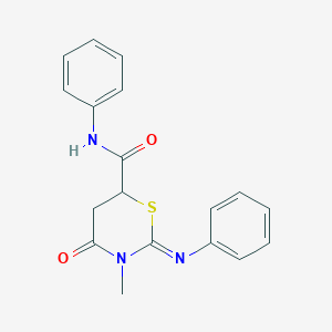 (2Z)-3-methyl-4-oxo-N-phenyl-2-(phenylimino)-1,3-thiazinane-6-carboxamide