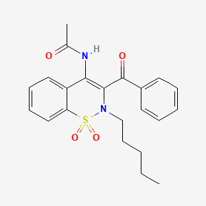 molecular formula C22H24N2O4S B10872936 N-[1,1-dioxido-2-pentyl-3-(phenylcarbonyl)-2H-1,2-benzothiazin-4-yl]acetamide 