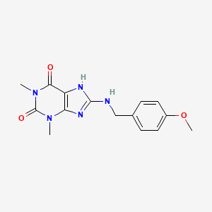 molecular formula C15H17N5O3 B10872953 8-[(4-methoxybenzyl)amino]-1,3-dimethyl-3,7-dihydro-1H-purine-2,6-dione 