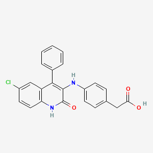 molecular formula C23H17ClN2O3 B10872966 {4-[(6-Chloro-2-oxo-4-phenyl-1,2-dihydroquinolin-3-yl)amino]phenyl}acetic acid 