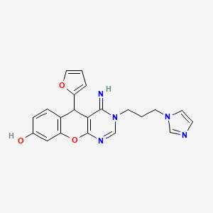 5-(furan-2-yl)-3-[3-(1H-imidazol-1-yl)propyl]-4-imino-3,5-dihydro-4H-chromeno[2,3-d]pyrimidin-8-ol