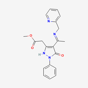 molecular formula C20H20N4O3 B10872982 methyl [(4E)-5-oxo-1-phenyl-4-{1-[(pyridin-2-ylmethyl)amino]ethylidene}-4,5-dihydro-1H-pyrazol-3-yl]acetate 