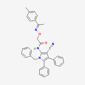 N-(1-benzyl-3-cyano-4,5-diphenyl-1H-pyrrol-2-yl)-2-({[(1E)-1-(4-methylphenyl)ethylidene]amino}oxy)acetamide