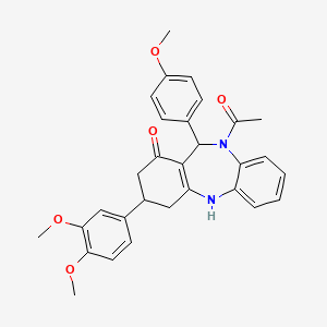 1-[3-(3,4-dimethoxyphenyl)-1-hydroxy-11-(4-methoxyphenyl)-2,3,4,11-tetrahydro-10H-dibenzo[b,e][1,4]diazepin-10-yl]ethanone