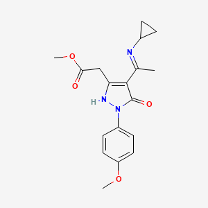 molecular formula C18H21N3O4 B10873024 methyl [(4Z)-4-[1-(cyclopropylamino)ethylidene]-1-(4-methoxyphenyl)-5-oxo-4,5-dihydro-1H-pyrazol-3-yl]acetate 