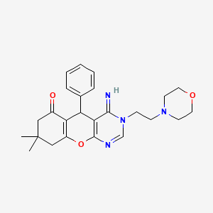 molecular formula C25H30N4O3 B10873027 4-imino-8,8-dimethyl-3-[2-(morpholin-4-yl)ethyl]-5-phenyl-3,4,5,7,8,9-hexahydro-6H-chromeno[2,3-d]pyrimidin-6-one 