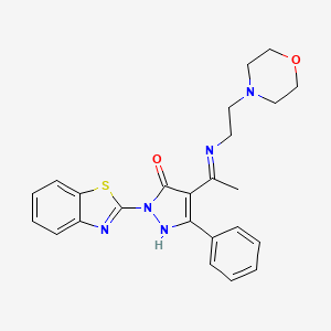 molecular formula C24H25N5O2S B10873031 (4Z)-2-(1,3-benzothiazol-2-yl)-4-(1-{[2-(morpholin-4-yl)ethyl]amino}ethylidene)-5-phenyl-2,4-dihydro-3H-pyrazol-3-one 