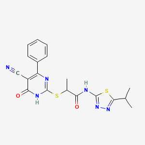 2-[(5-cyano-6-oxo-4-phenyl-1,6-dihydropyrimidin-2-yl)sulfanyl]-N-[5-(propan-2-yl)-1,3,4-thiadiazol-2-yl]propanamide