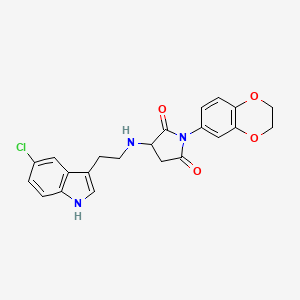 molecular formula C22H20ClN3O4 B10873042 3-{[2-(5-chloro-1H-indol-3-yl)ethyl]amino}-1-(2,3-dihydro-1,4-benzodioxin-6-yl)pyrrolidine-2,5-dione 