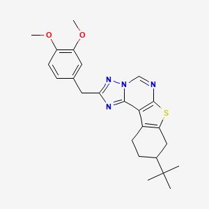 molecular formula C24H28N4O2S B10873068 4-{[9-(Tert-butyl)-8,9,10,11-tetrahydro[1]benzothieno[3,2-E][1,2,4]triazolo[1,5-C]pyrimidin-2-YL]methyl}-2-methoxyphenyl methyl ether 