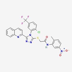 2-({4-[2-chloro-5-(trifluoromethyl)phenyl]-5-(quinolin-2-yl)-4H-1,2,4-triazol-3-yl}sulfanyl)-N-(2-methyl-5-nitrophenyl)acetamide