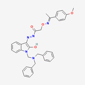 N'-{(3Z)-1-[(dibenzylamino)methyl]-2-oxo-1,2-dihydro-3H-indol-3-ylidene}-2-({[(1E)-1-(4-methoxyphenyl)ethylidene]amino}oxy)acetohydrazide