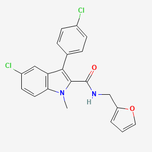 molecular formula C21H16Cl2N2O2 B10873107 5-chloro-3-(4-chlorophenyl)-N-(furan-2-ylmethyl)-1-methyl-1H-indole-2-carboxamide 