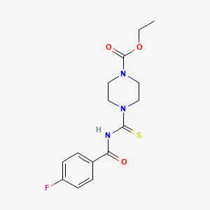 molecular formula C15H18FN3O3S B10873113 Ethyl 4-{[(4-fluorophenyl)carbonyl]carbamothioyl}piperazine-1-carboxylate 