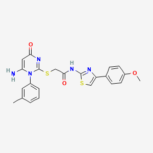 molecular formula C23H21N5O3S2 B10873119 2-{[6-amino-1-(3-methylphenyl)-4-oxo-1,4-dihydropyrimidin-2-yl]sulfanyl}-N-[4-(4-methoxyphenyl)-1,3-thiazol-2-yl]acetamide 