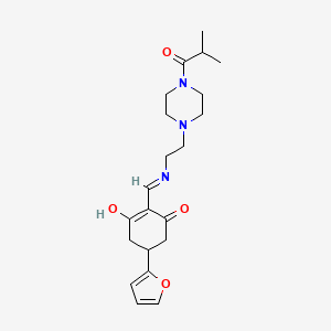 molecular formula C21H29N3O4 B10873159 5-(Furan-2-yl)-2-[({2-[4-(2-methylpropanoyl)piperazin-1-yl]ethyl}amino)methylidene]cyclohexane-1,3-dione 