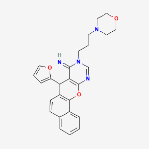 molecular formula C26H26N4O3 B10873175 7-(2-Furyl)-9-(3-morpholinopropyl)-7,9-dihydro-8H-benzo[7,8]chromeno[2,3-D]pyrimidin-8-imine 