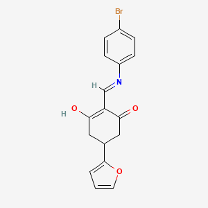 molecular formula C17H14BrNO3 B10873206 2-{[(4-Bromophenyl)amino]methylene}-5-(2-furyl)cyclohexane-1,3-dione 