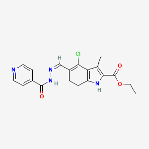 molecular formula C19H19ClN4O3 B10873212 Ethyl 4-chloro-3-methyl-5-[2-(4-pyridylcarbonyl)carbohydrazonoyl]-6,7-dihydro-1H-indole-2-carboxylate 