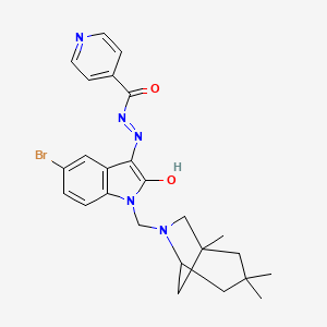 molecular formula C25H28BrN5O2 B10873218 N'-{(3Z)-5-bromo-2-oxo-1-[(1,3,3-trimethyl-6-azabicyclo[3.2.1]oct-6-yl)methyl]-1,2-dihydro-3H-indol-3-ylidene}pyridine-4-carbohydrazide 