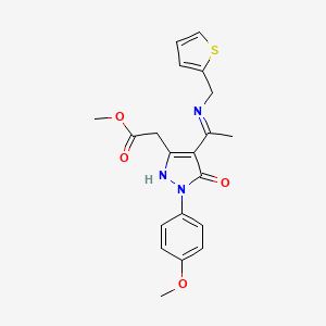 molecular formula C20H21N3O4S B10873221 methyl [(4Z)-1-(4-methoxyphenyl)-5-oxo-4-{1-[(thiophen-2-ylmethyl)amino]ethylidene}-4,5-dihydro-1H-pyrazol-3-yl]acetate 