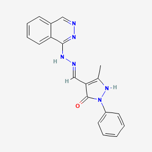 molecular formula C19H16N6O B10873239 (4E)-5-methyl-2-phenyl-4-{[(2Z)-2-(phthalazin-1(2H)-ylidene)hydrazinyl]methylidene}-2,4-dihydro-3H-pyrazol-3-one 